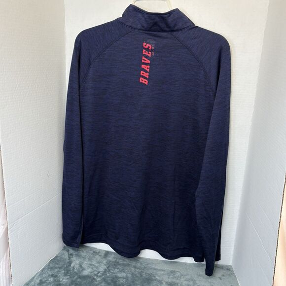 Atlanta Braves Majestic Contenders Welcome Quarter Zip Mock Neck Pullover Jacket - Picture 4 of 8
